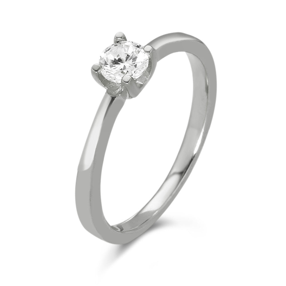 Solitär Ring 375/9 K Weissgold Zirkonia Ø3.8 mm