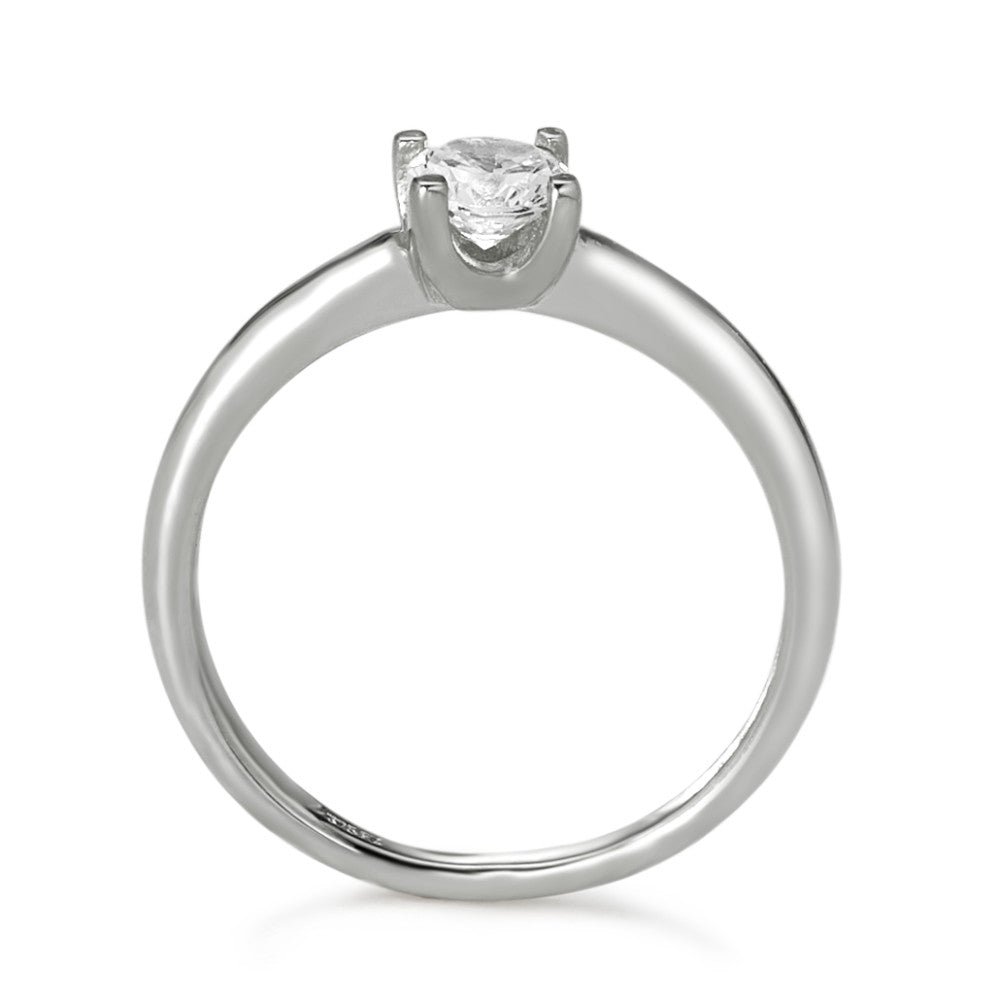 Bague solitaire Or blanc 9K Zircone Ø3.8 mm