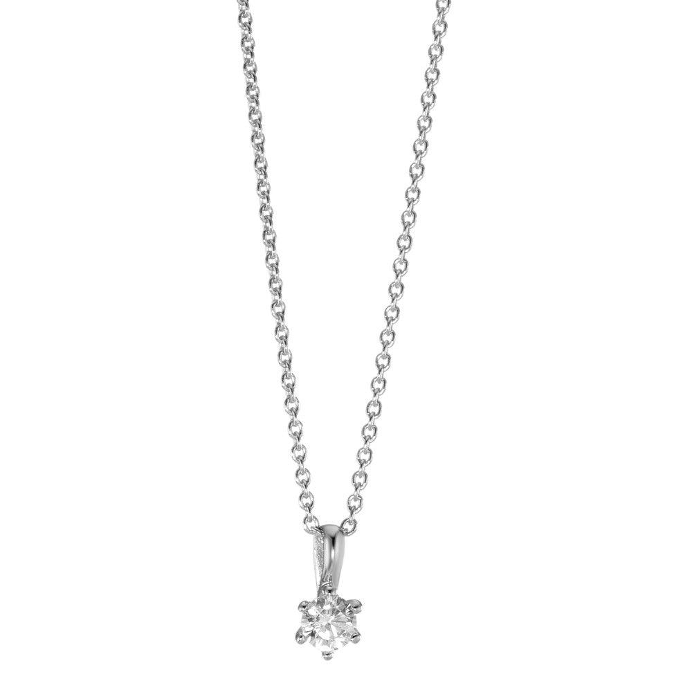 Chaînette avec pendentif Or blanc 9K Zircone 40-42 cm Ø4 mm