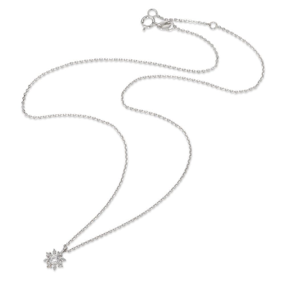 Chaînette avec pendentif Argent Zircone Rhodié Flocon de Neige 38-40 cm Ø7 mm