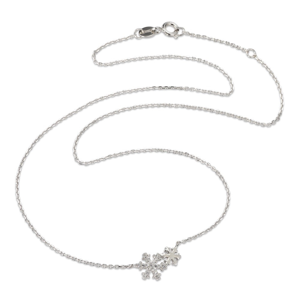 Collier Zilver Zirkonia 19 Steen Gerhodineerd Sneeuwvlok 38-40 cm