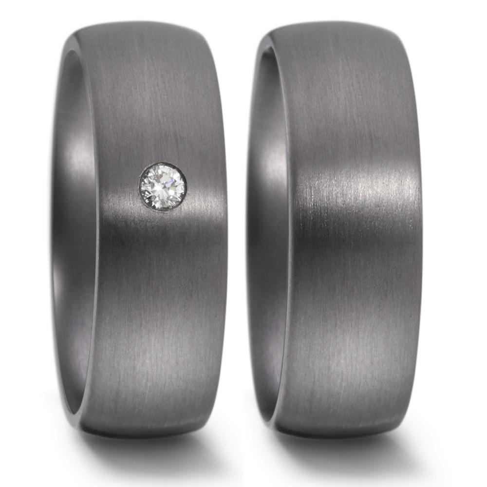 Partnerring aus Tantal mit Diamant 0.05 ct und feinmattierter Oberfläche