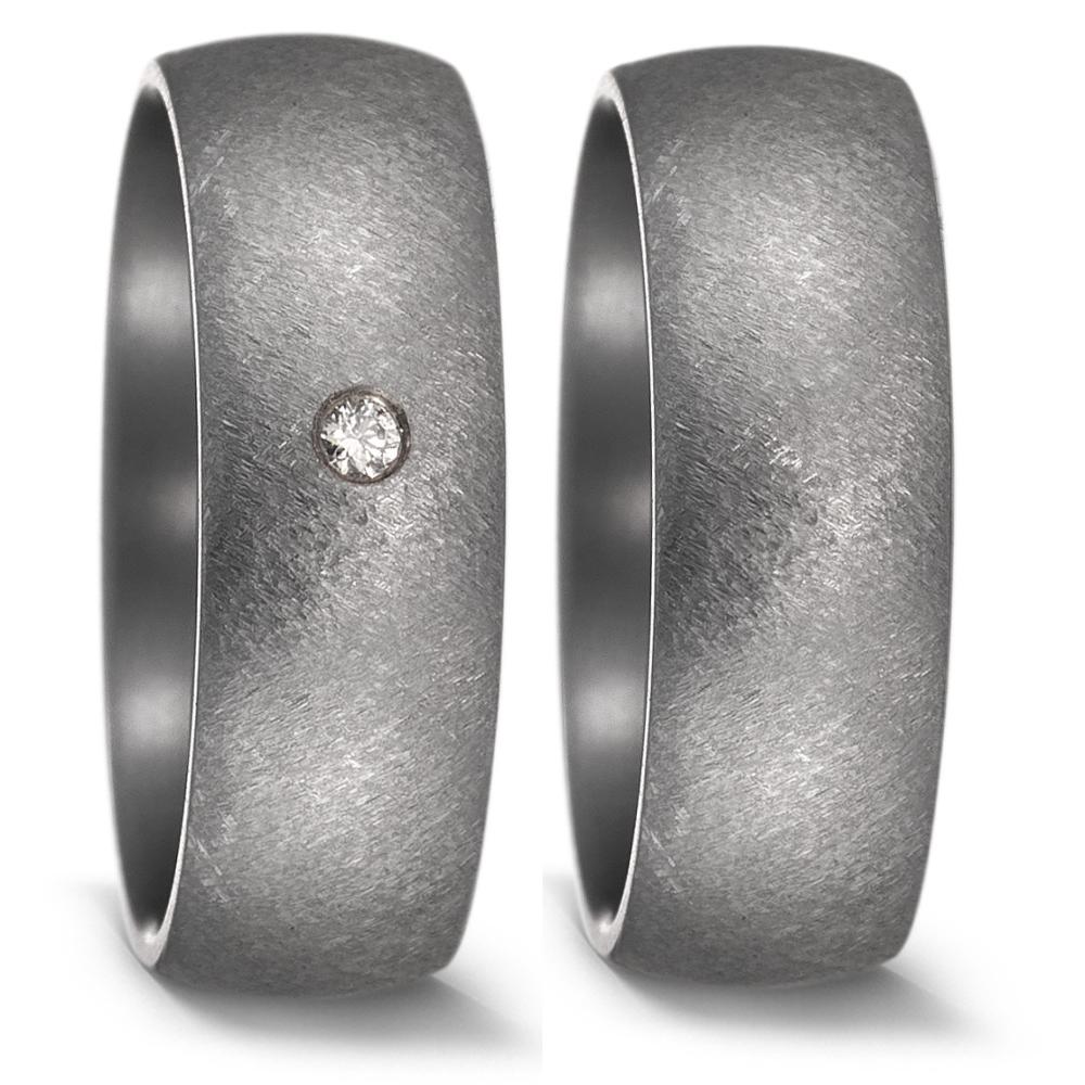 Partnerring aus Tantal mit Diamant 0.03 ct und fein diamantierter Oberfläche