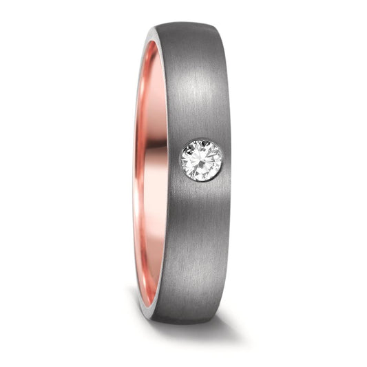 Partnerring 999 Tantaal, 585/14K roségoud Diamant 0.10 ct, w-si