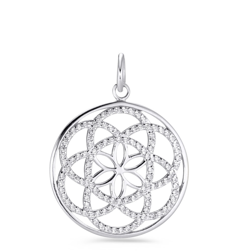 Pendentif Argent Zircone Rhodié Fleur de vie Ø25 mm