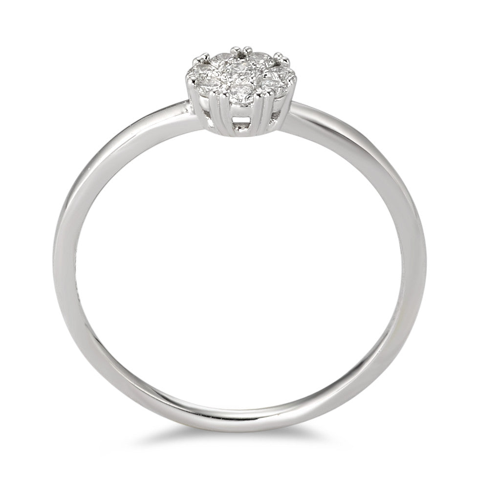 Bague solitaire Or blanc 18K Diamant blanc, 0.17 ct, 8 Pierres, brillant, w-si Ø5.5 mm