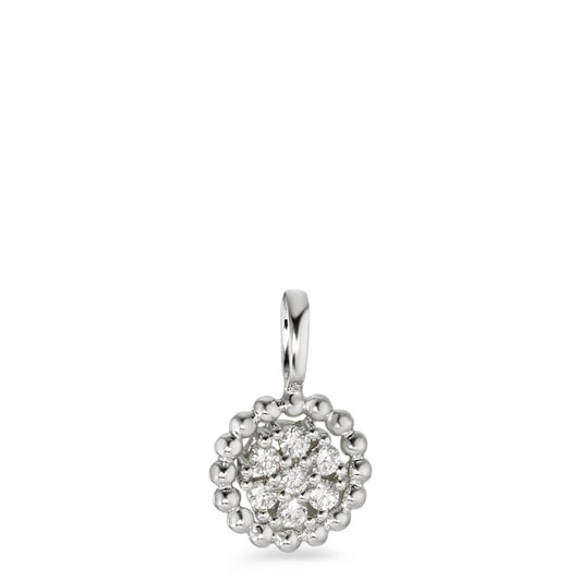 Pendentif Or blanc 18K Diamant blanc, 0.14 ct, 7 Pierres, brillant, w-si Ø8.5 mm