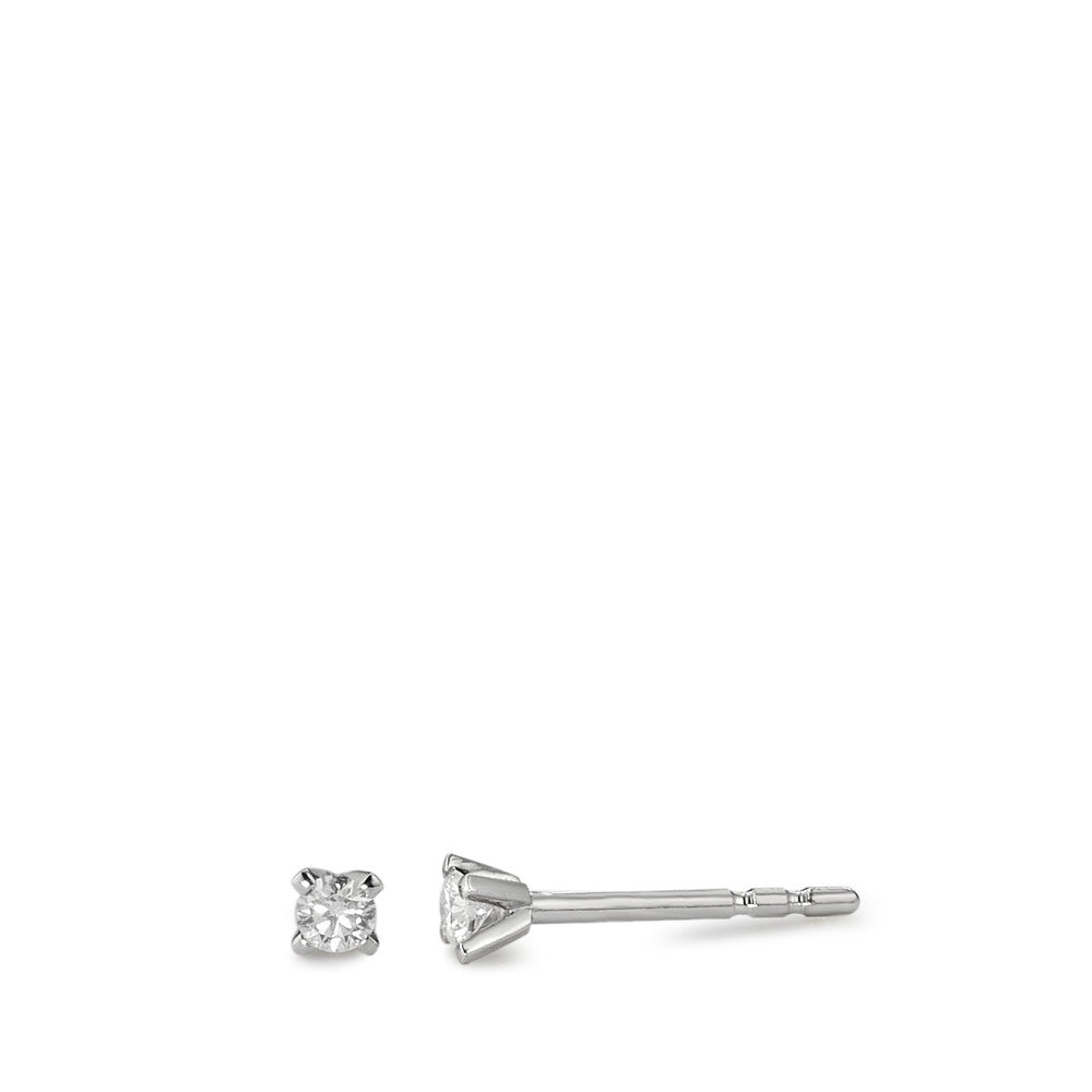 Oorknoppen 750/18K witgoud Diamant wit, 0.10 ct, 2 Steen, [Brillant], w-si Ø3 mm