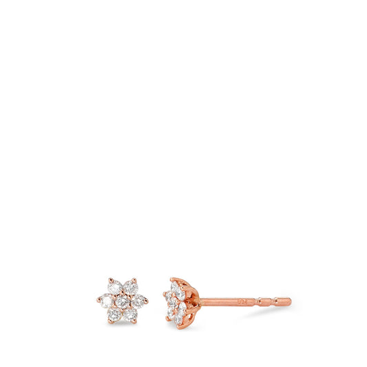 Clous d'oreilles Or rouge 18K Diamant blanc, 0.14 ct, 14 Pierres, brillant, w-si Ø5 mm