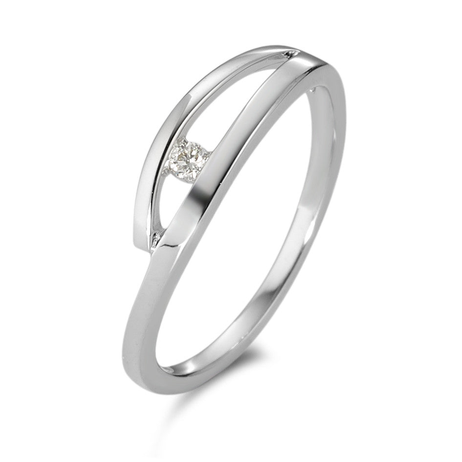 Bague Or blanc 18K Diamant blanc, 0.03 ct, brillant, w-si