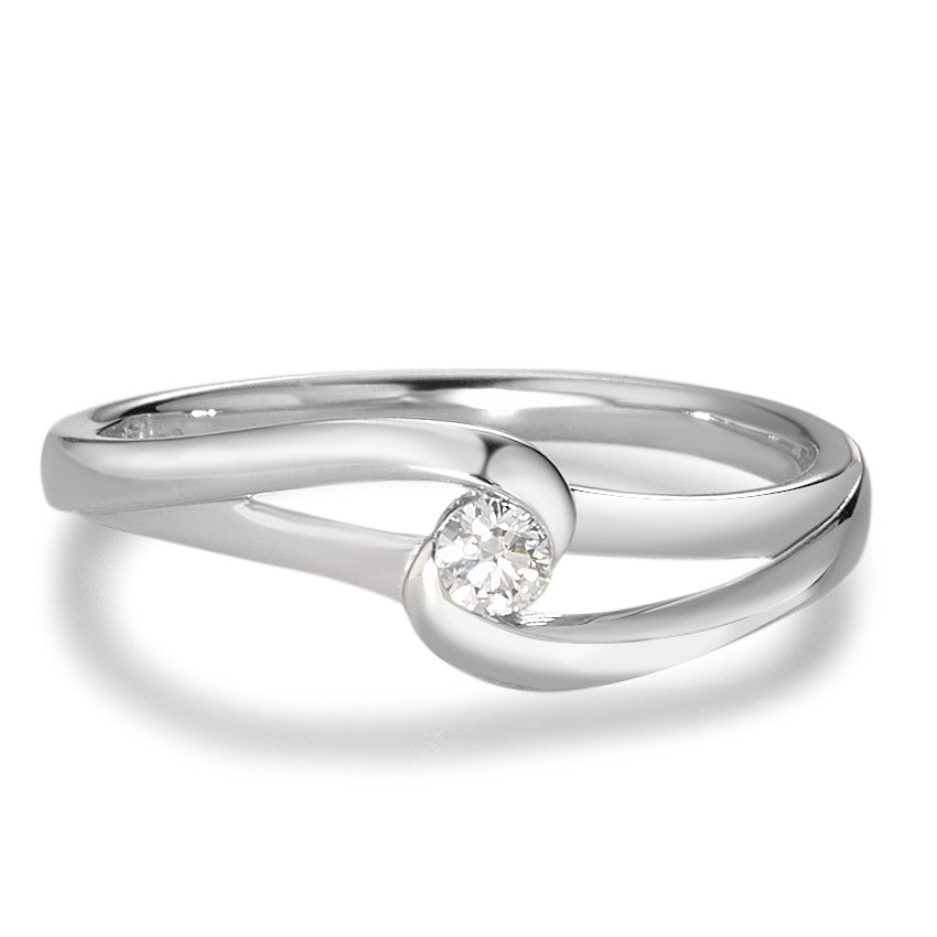 Bague Or blanc 18K Diamant blanc, 0.08 ct, brillant, w-si