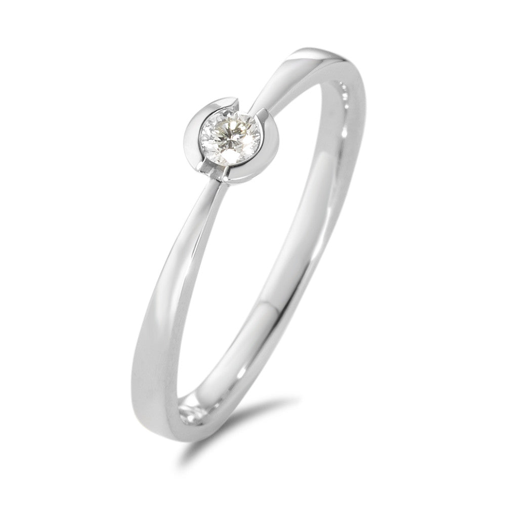 Solitaire ring 750/18K krt witgoud Diamant wit, 0.10 ct, [Brillant], w-si