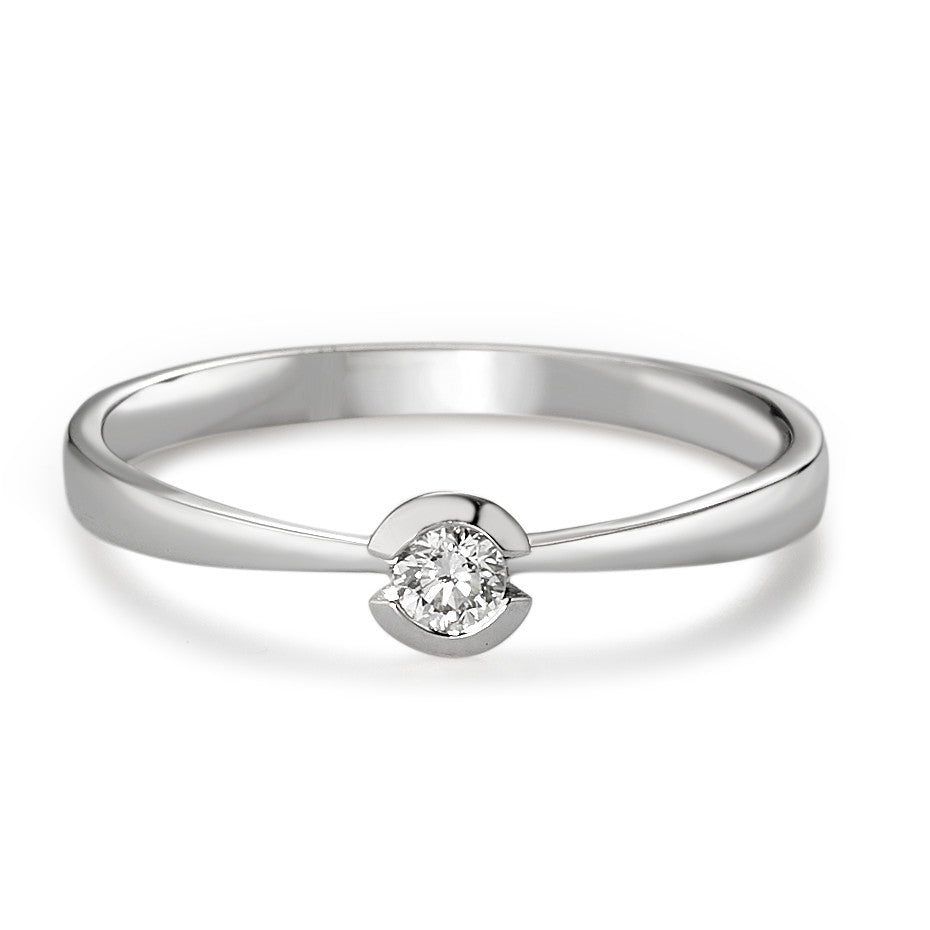 Solitär Ring 750/18 K Weissgold Diamant weiss, 0.10 ct, Brillantschliff, w-si