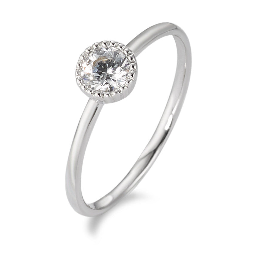 Solitaire ring 375/9 krt witgoud Zirkonia wit Ø5.7 mm