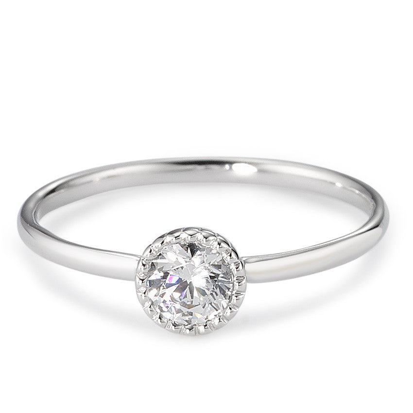 Solitaire ring 375/9 krt witgoud Zirkonia wit Ø5.7 mm