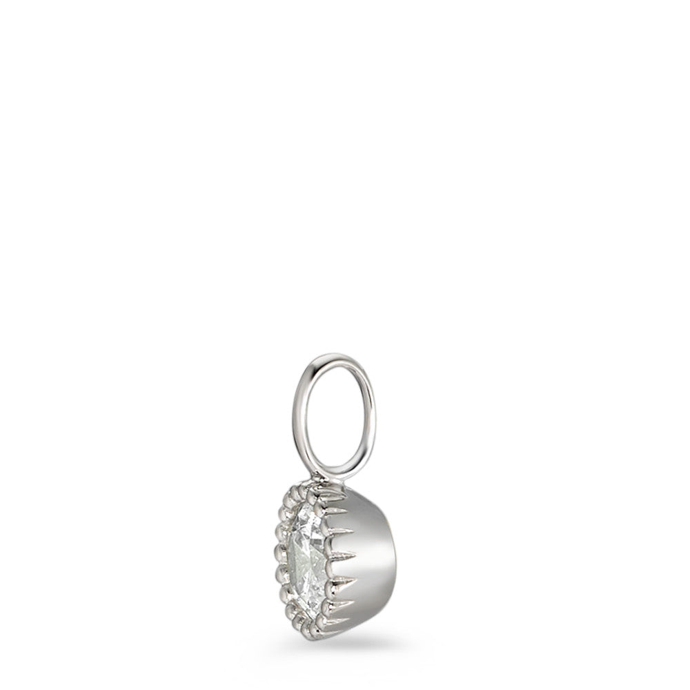 Pendentif Or blanc 9K Zircone blanc Ø5.5 mm