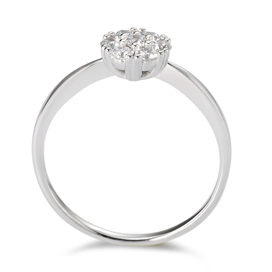 Solitaire ring 375/9 krt witgoud Zirkonia wit, 7 Steen Ø6.8 mm