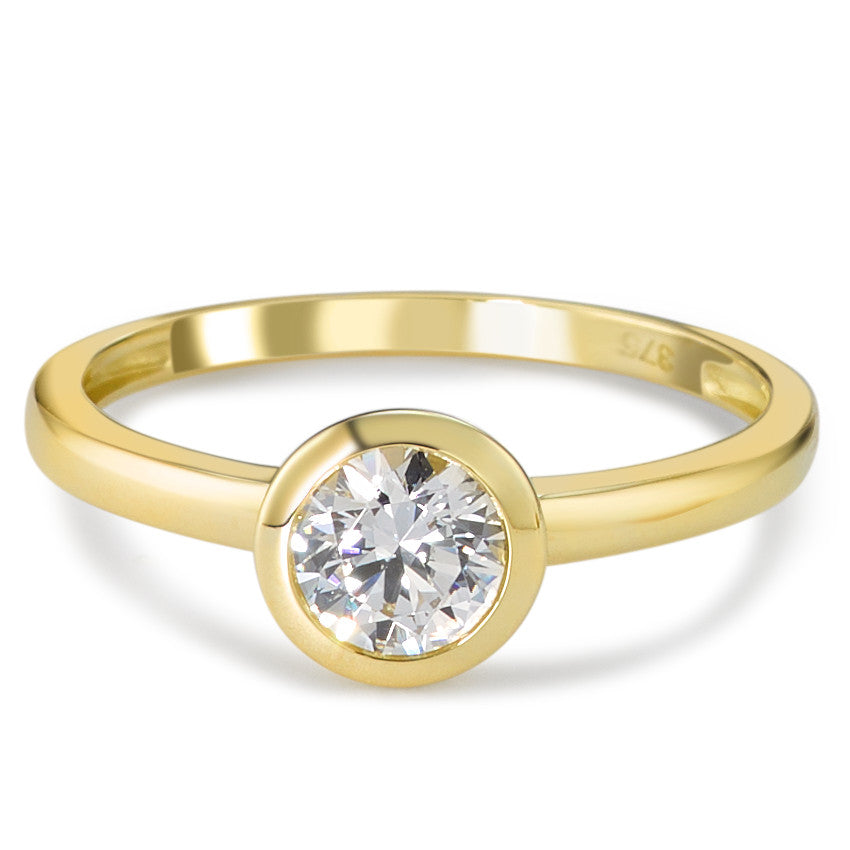 Solitaire ring 375/9 krt geel goud Zirkonia wit Ø6.7 mm