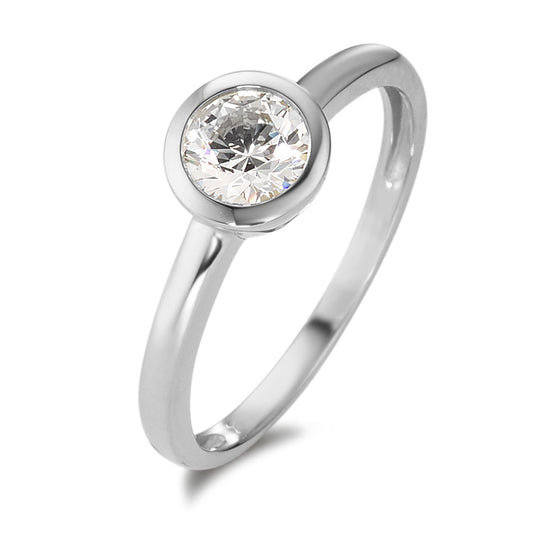 Solitaire ring 375/9 krt witgoud Zirkonia wit Ø7 mm