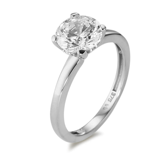 Solitaire ring 375/9 krt witgoud Zirkonia wit Ø7 mm