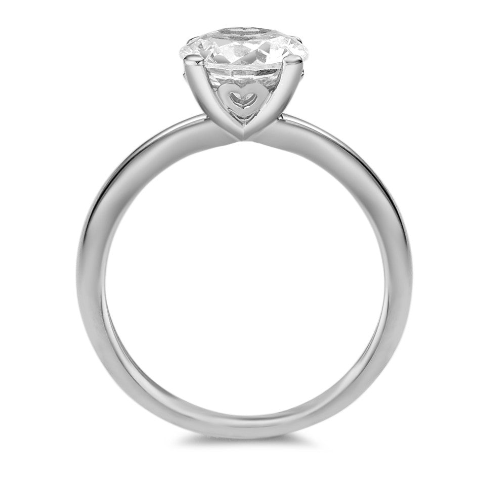 Bague solitaire Or blanc 9K Zircone blanc Ø7 mm