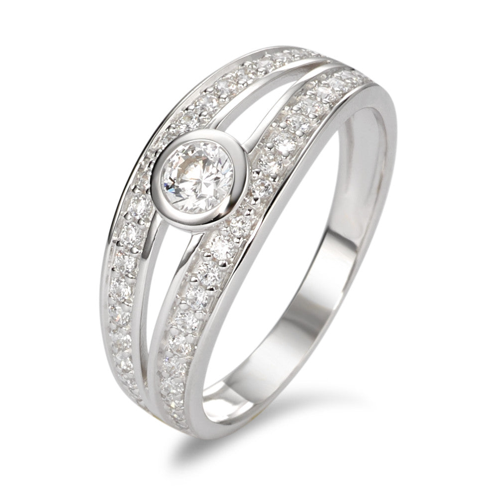 Fingerring 375/9 K Weissgold Zirkonia weiss, 45 Steine