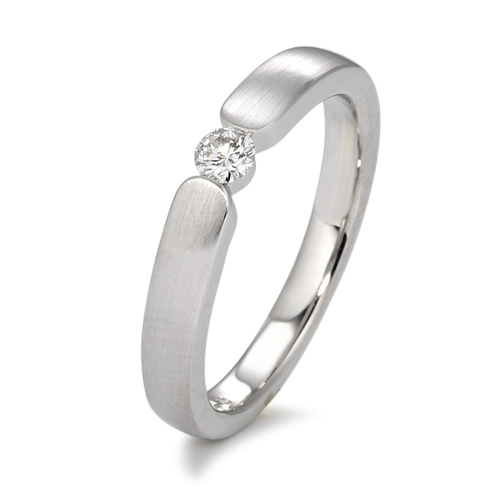 Solitaire ring 750/18K krt witgoud Diamant wit, 0.10 ct, [Brillant], w-si