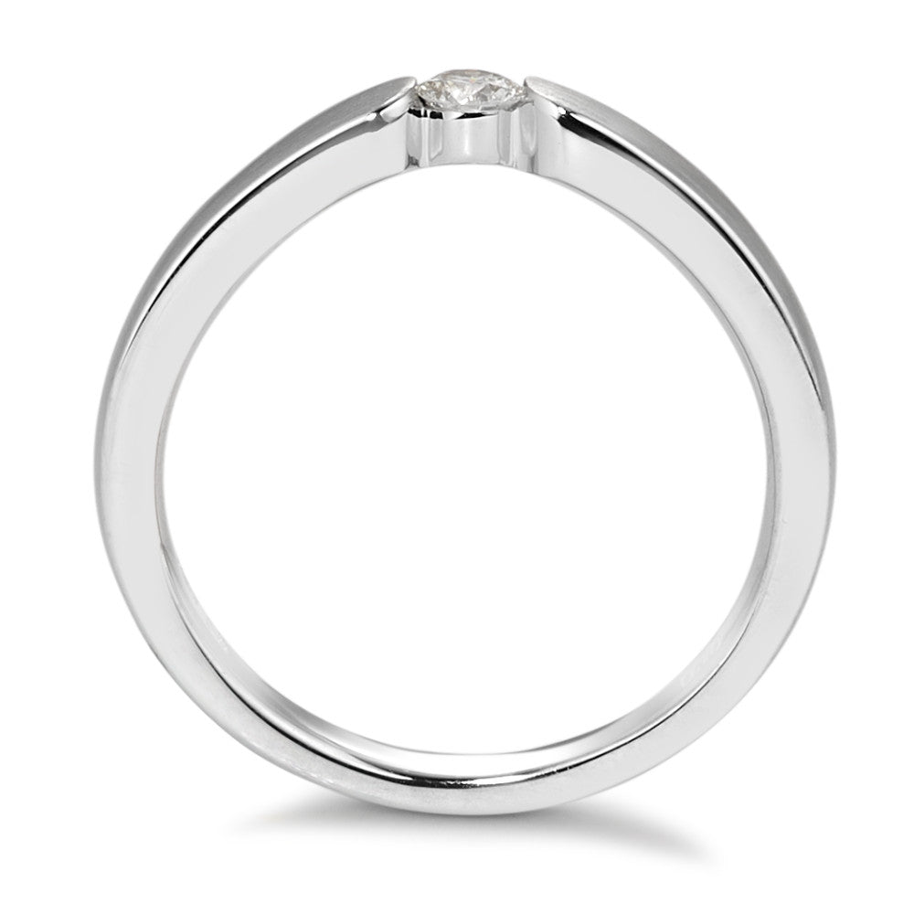 Bague solitaire Or blanc 18K Diamant blanc, 0.10 ct, brillant, w-si