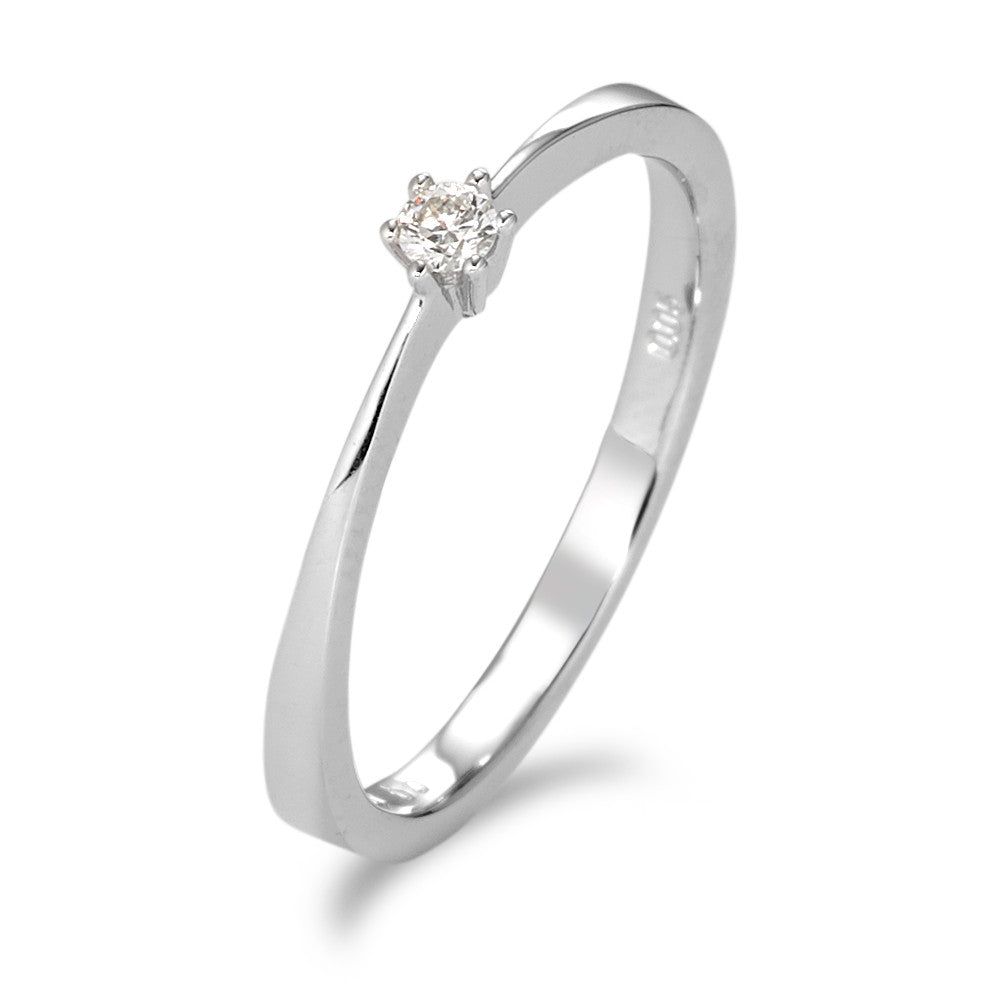 Solitaire ring 750/18K krt witgoud Diamant wit, 0.05 ct, [Brillant], w-si