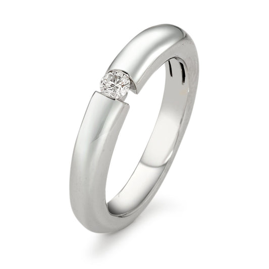 Solitaire ring 750/18K krt witgoud Diamant wit, 0.10 ct, [Brillant], w-si