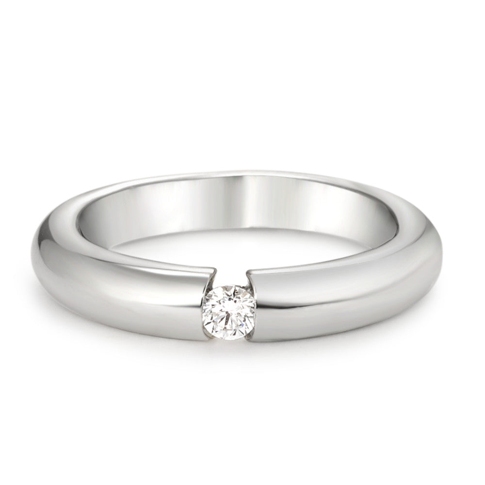 Solitaire ring 750/18K krt witgoud Diamant wit, 0.10 ct, [Brillant], w-si