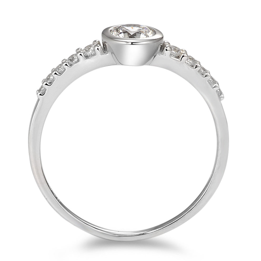 Solitaire ring 375/9 krt witgoud Zirkonia wit, 11 Steen Ø5.8 mm