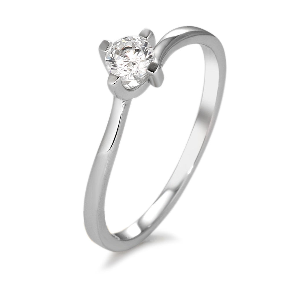 Solitär Ring 375/9 K Weissgold Zirkonia weiss Ø3.5 mm