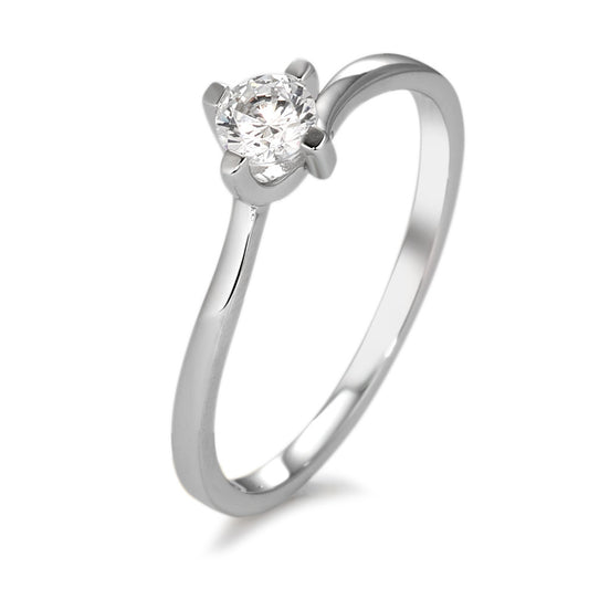 Solitaire ring 375/9K witgoud Zirkonia wit Ø3.5 mm