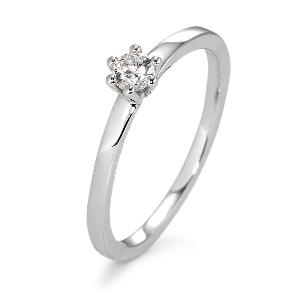 Solitaire ring 375/9 krt witgoud Zirkonia wit Ø3.4 mm