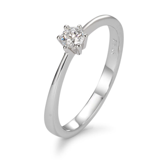 Solitaire ring 375/9K witgoud Zirkonia wit Ø3 mm