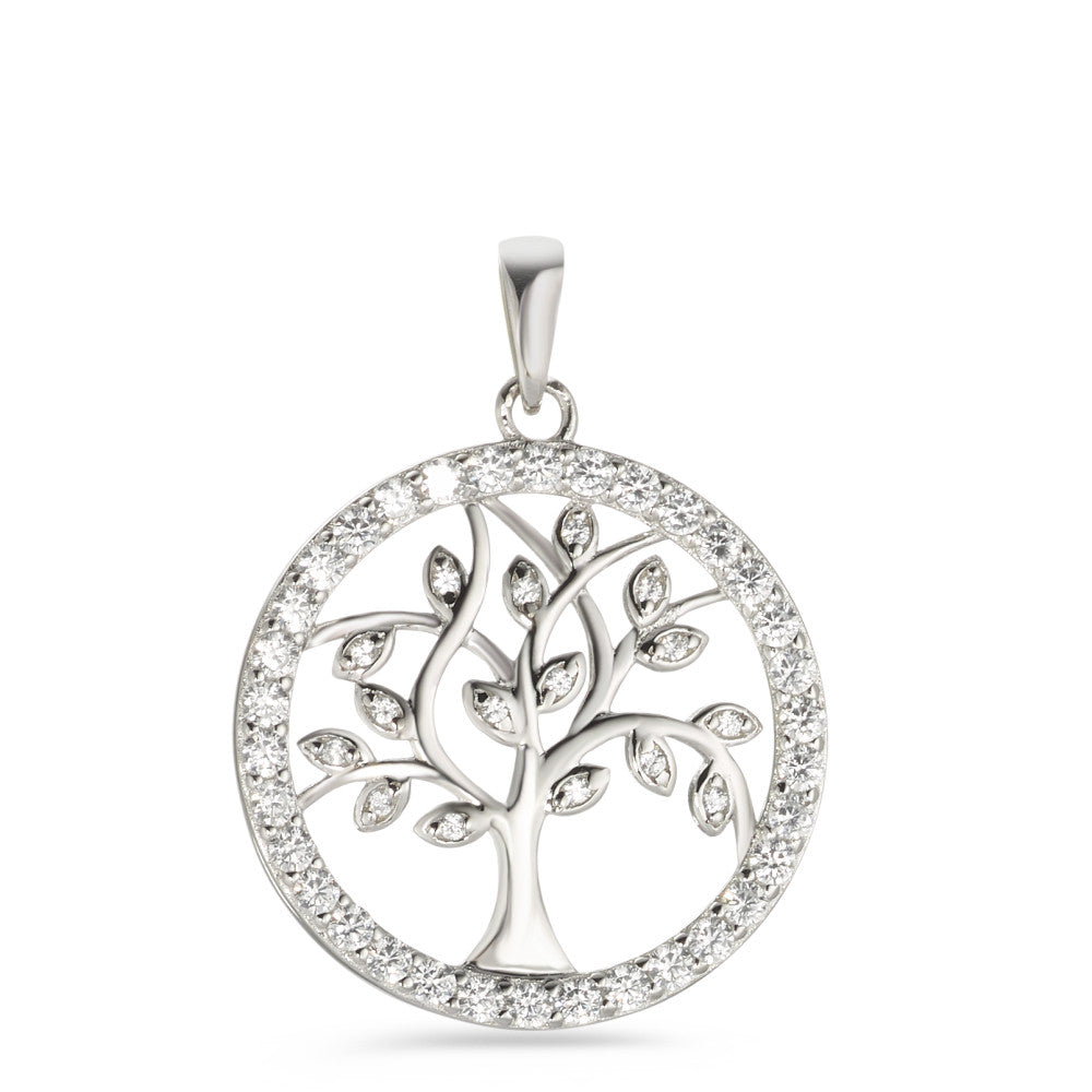 Pendentif Argent Zircone Rhodié Arbre de la vie Ø23 mm