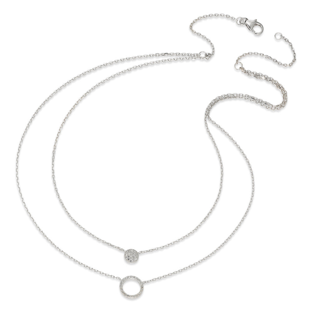 Collier Zilver Zirkonia Gerhodineerd 45 cm