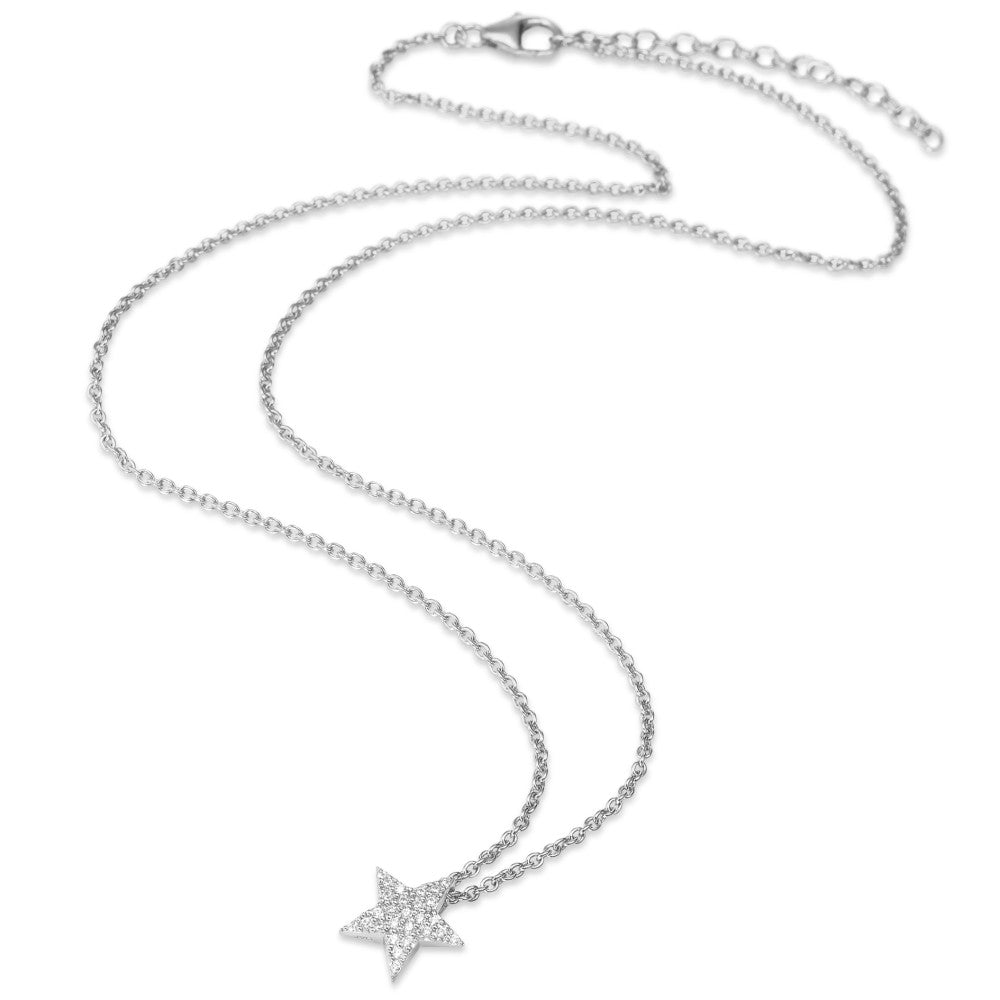 Chaînette avec pendentif Argent Zircone Rhodié Étoile 41-45 cm