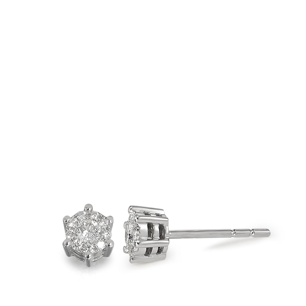 Oorknoppen 750/18K witgoud Diamant 0.185 ct, 20 Steen, w-si Ø4.5 mm