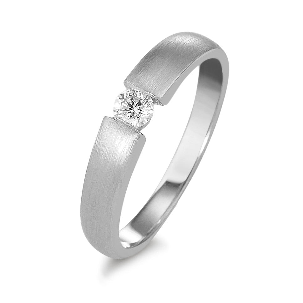 Solitaire ring 750/18K krt witgoud Diamant 0.10 ct, w-si