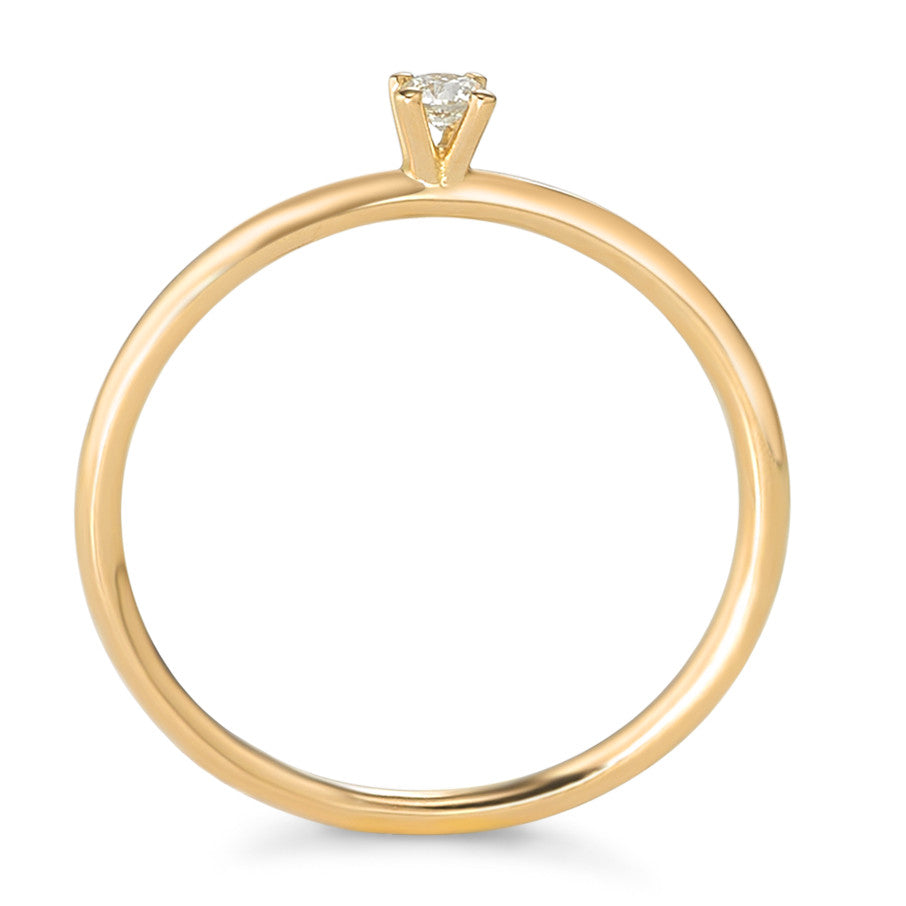 Solitär Ring 750/18 K Gelbgold Diamant 0.05 ct, w-si