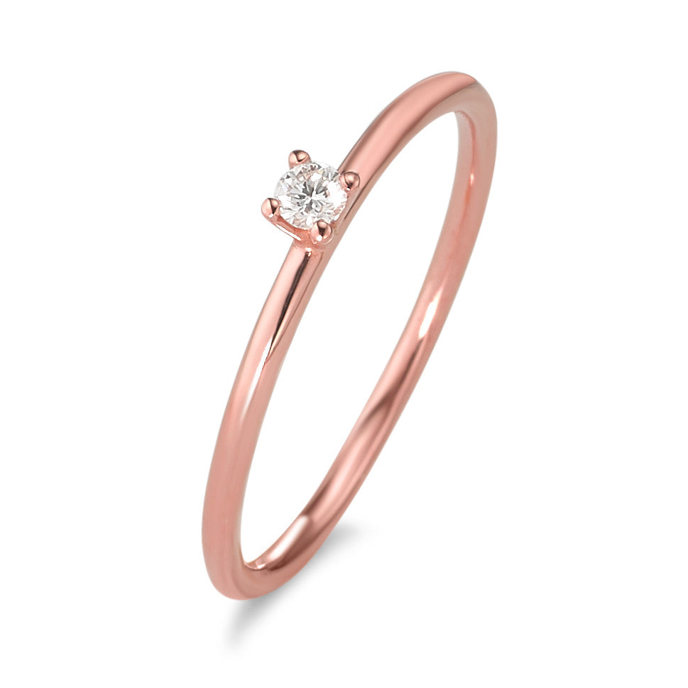 Bague solitaire Or rouge 18K Diamant 0.05 ct, w-si