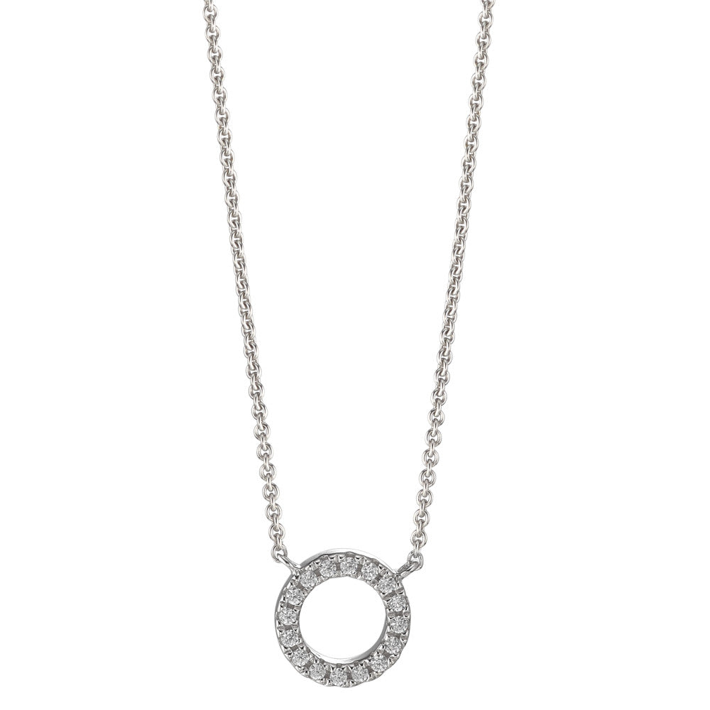 Collier 375/9K witgoud Zirkonia 16 Steen 40-42 cm