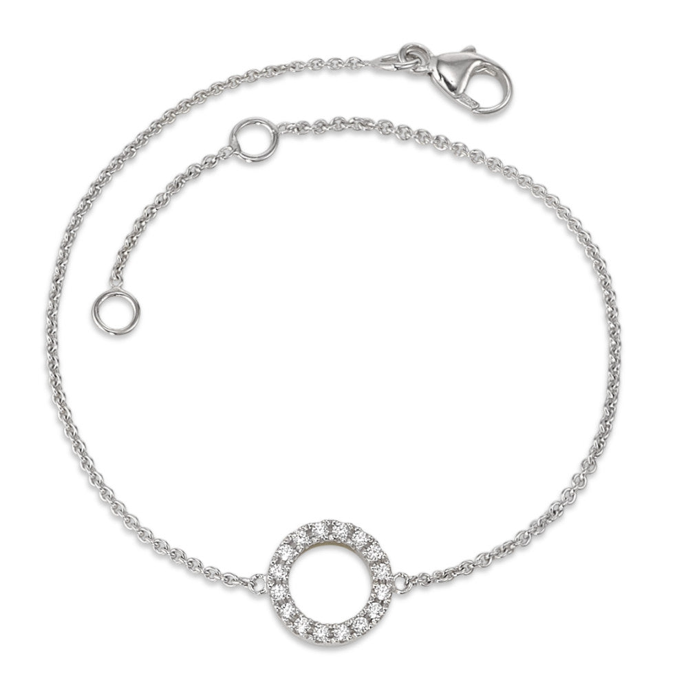 Bracelet Or blanc 9K Zircone 16 Pierres 15.5-17.5 cm