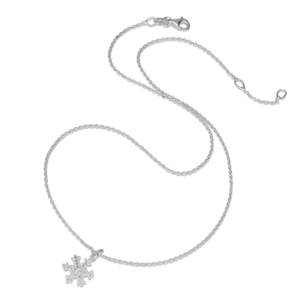 Halskette mit Anhänger Silber Zirkonia Schneeflocke verstellbar Ø9 mm