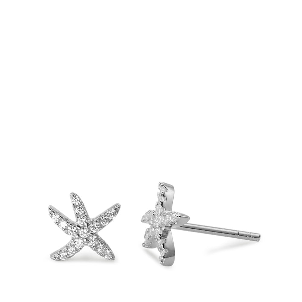 Clous d'oreilles Argent Zircone Rhodié Étoile de mer Ø8 mm