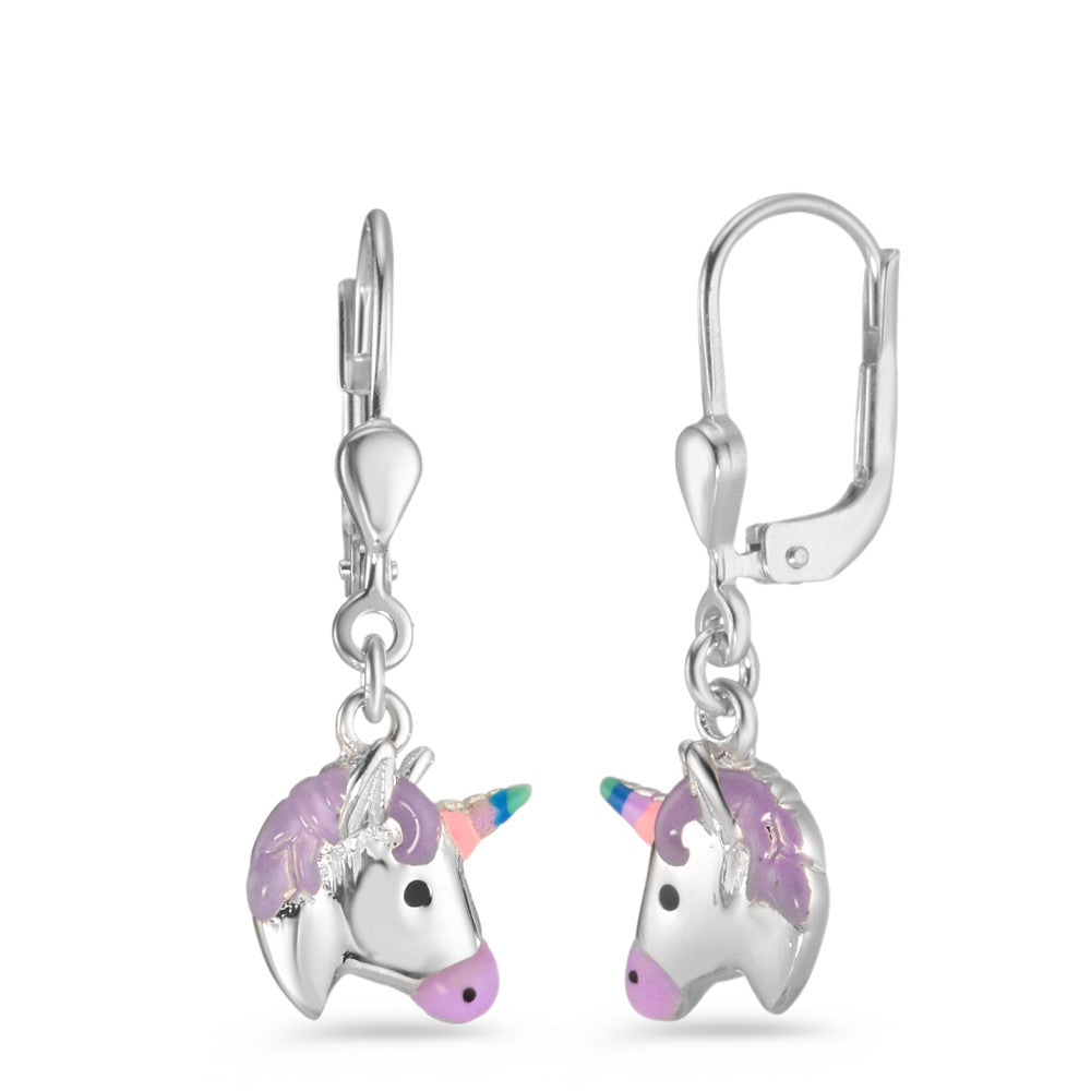 Pendant d'oreilles Argent Laqué Licorne