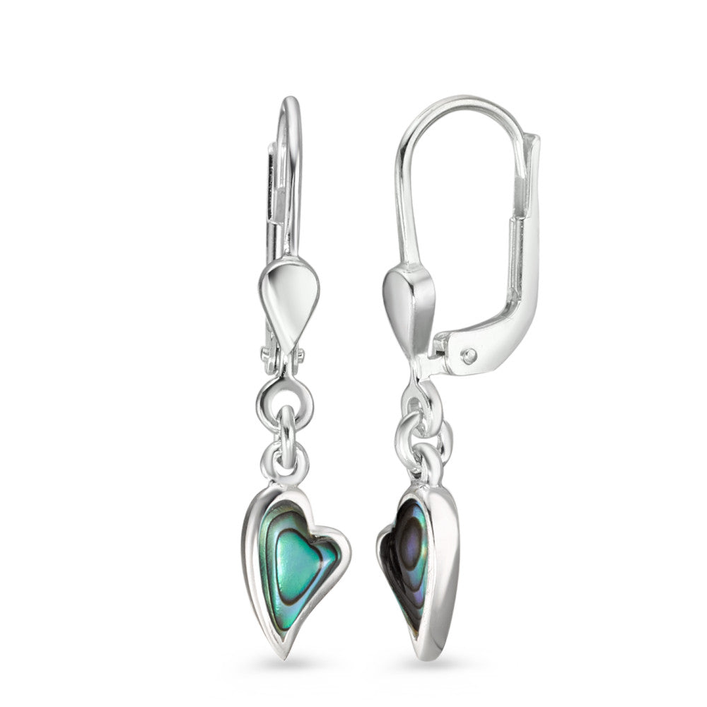 Pendant d'oreilles Argent Abalone 2 Pierres Coeur Ø5 mm