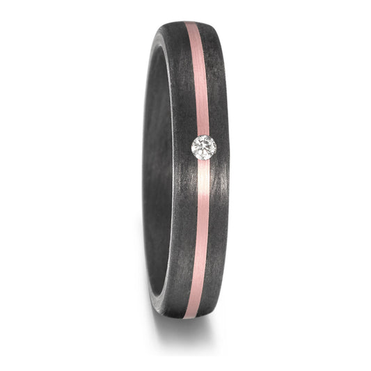 Partnerring 585/14 K Rosegold, Carbon Diamant 0.03 ct, w-si